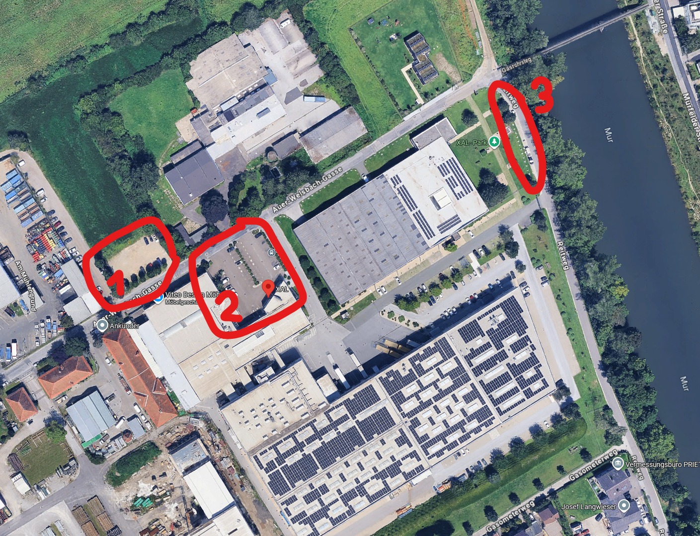 Parkplätze 1, 2 und 3